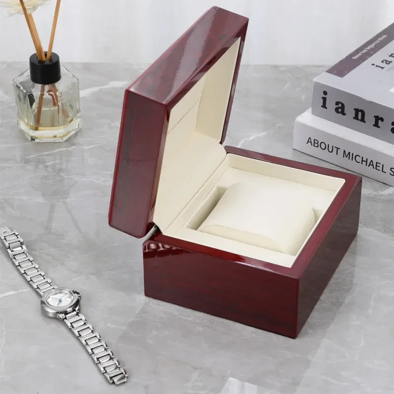 Portable Mini Single Slot Watch Box Red Wooden Storage Case Jewelry Gift Box for Watches Rings 250626