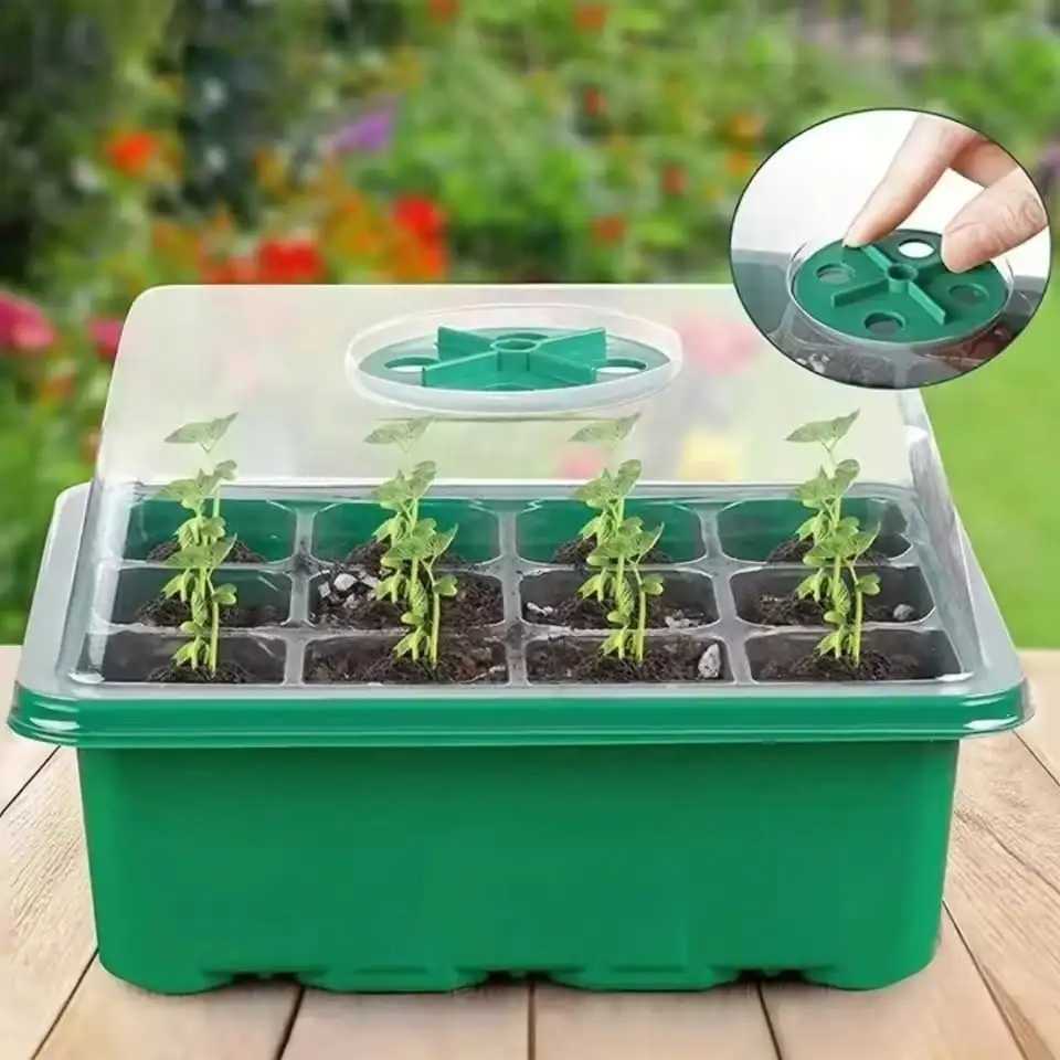 Seed Starter Kits Seedling Starter Trays (12 Cells per Tray) Humidity Adjustable Plant Germination Kits Garden Seed Starting Tray X250627
