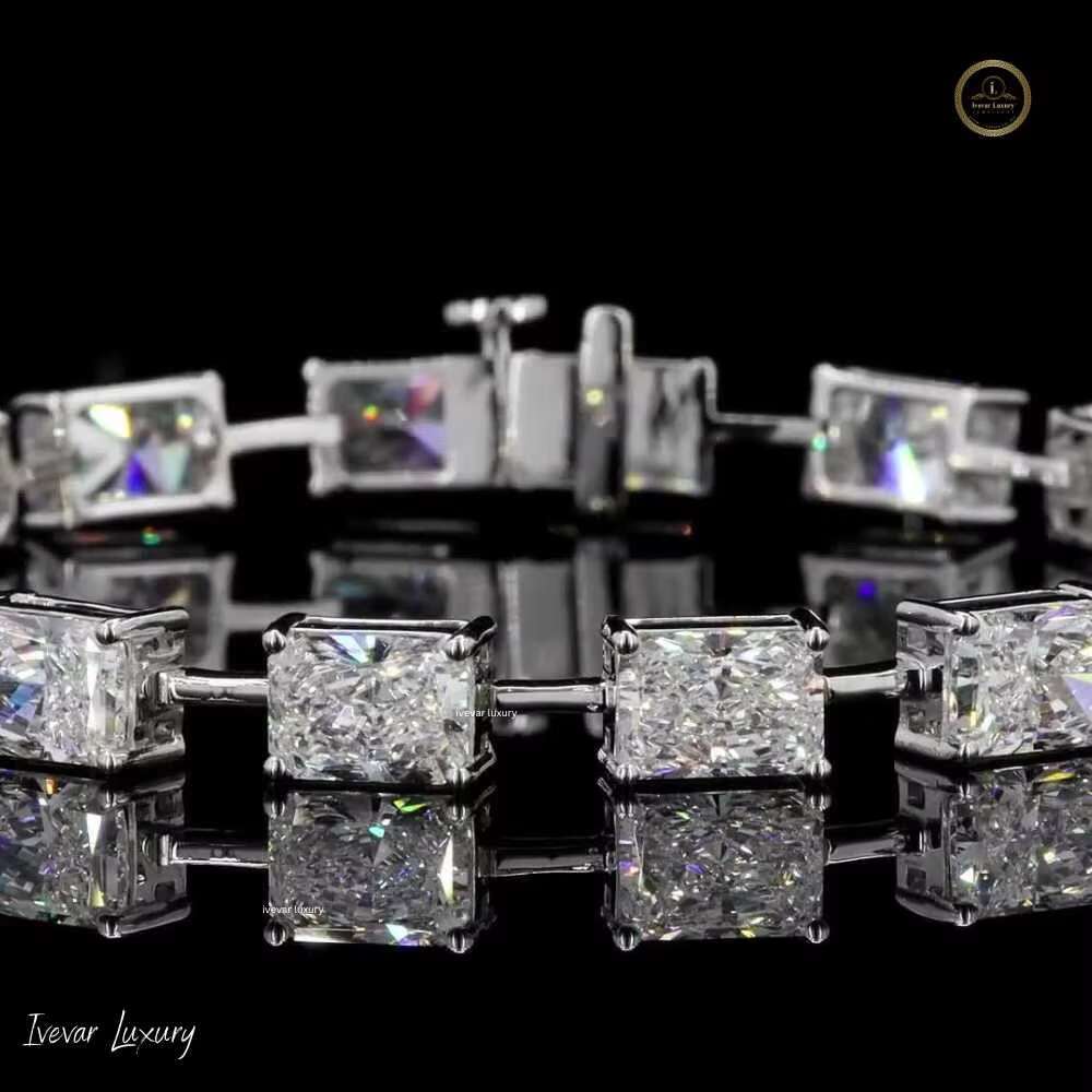 E Color Moissanite Diamond Tennis Bracelet 10k Gold Fancy Shape womens Bracelet for Gift Fine Bangles