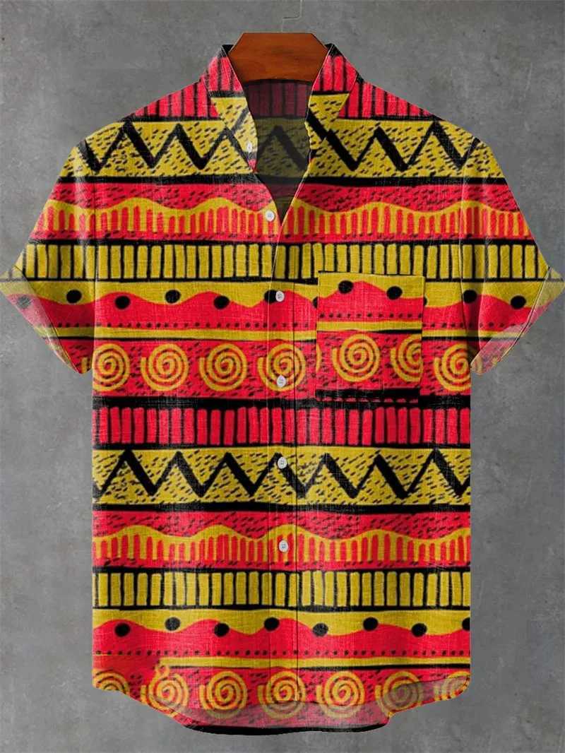 Summer Fashion Mens Linen Short Sleeve Shirt Retro Animal Tiger Print Street Casual Daily Mens Shirt Top Hawaiian Shirt Men W250627