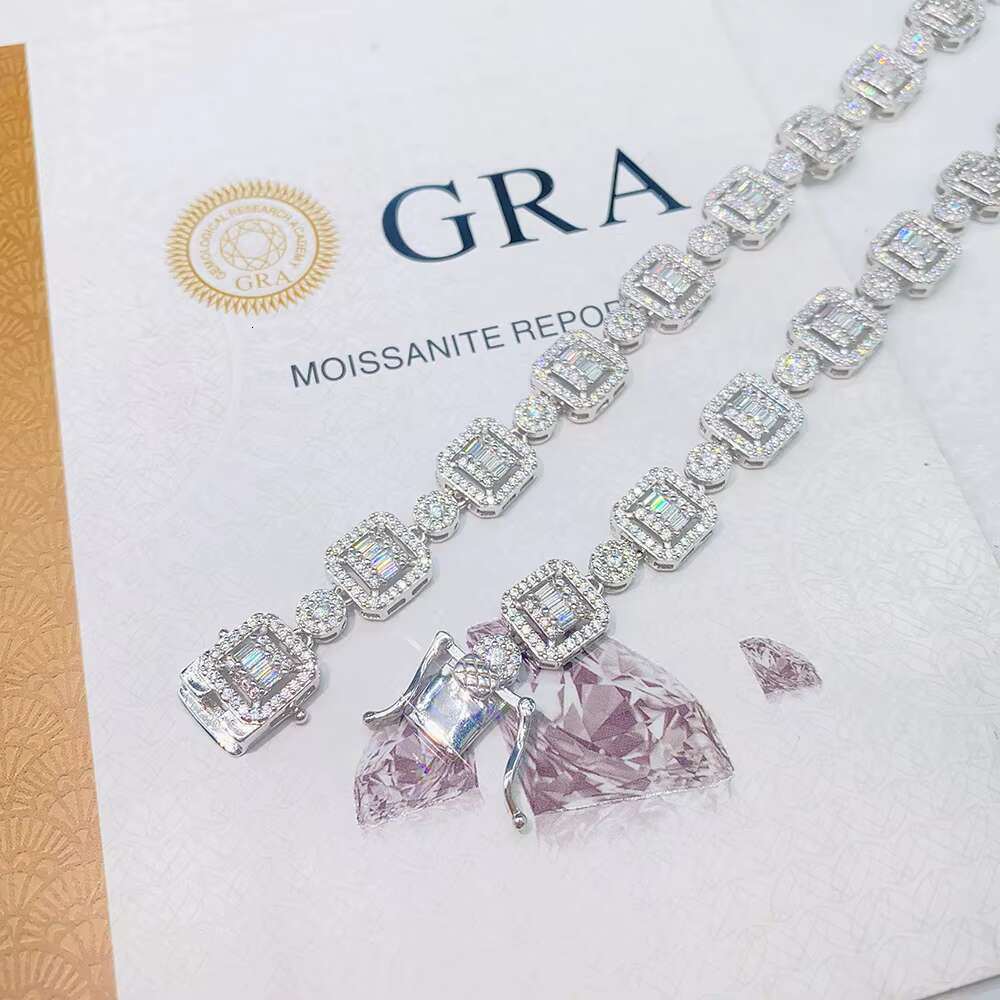 Customized Moissanite Cuban Link Chain Gemstone VVS GRA Certificate Hiphop Style Square Pendant Necklace