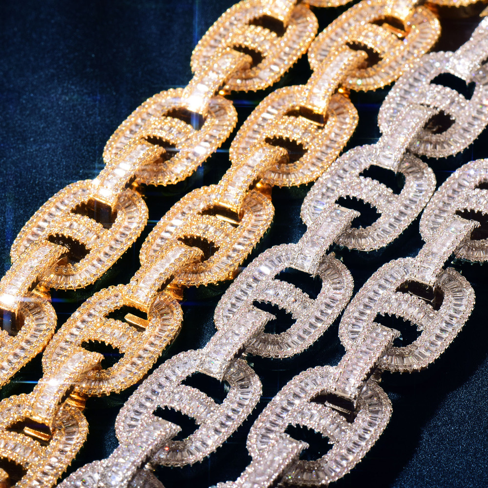 Luxury VVS Moissanite Iced Out Hip Hop Pig Nose Cuban Link Chain Men's Bling Rap Statement Necklace Passes the Diamond Tester
