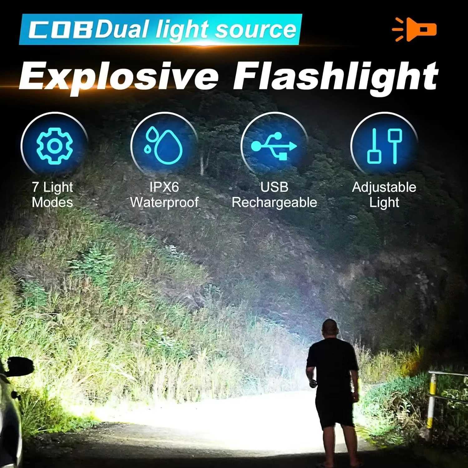 Mini Portable LED COB Flashlight Adjustable Rotatable Magnetic Torch USB Rechargeable Outdoor Torch Camping Emergency Lantern W250701