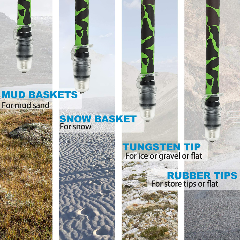 OKHEALING Carbon Hiking Poles Stick Carbon Fiber Ultra Lightweight Retractable Walking Sticks Trekking Poles Foldable Cabonfiber