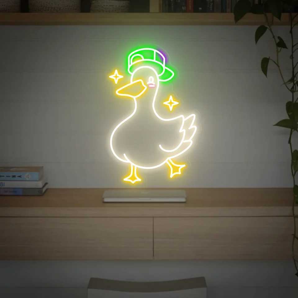 Anime Duck Neon Sign Custom Animal Sign Up for Kids Baby Game Room Bedroom Cute Duck Decor Bar Club Pub Shop Neon Gift XJ250626
