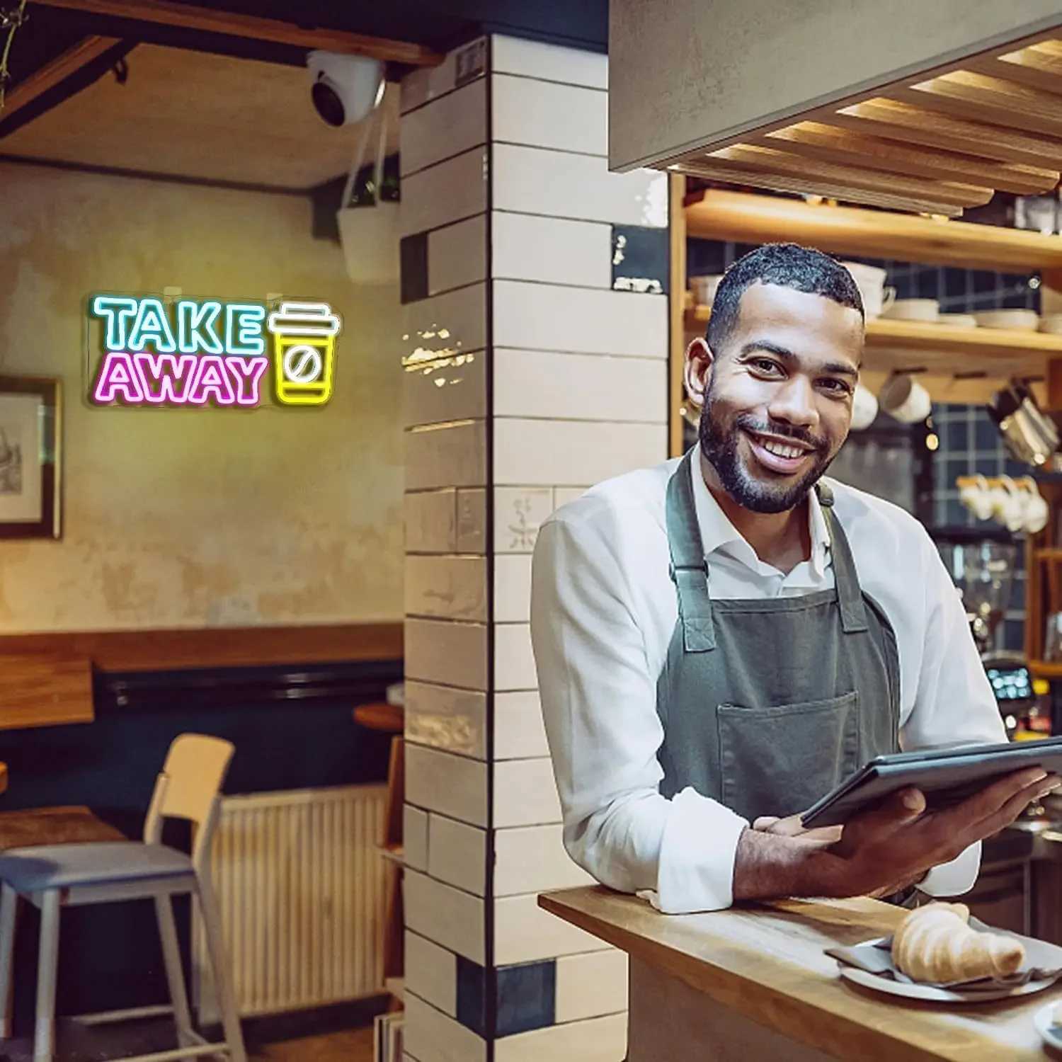 Take Away Neon Sign for Wall Decor USB Powered Wall Hanging LED Neon Sign for Shop Store Coffee Shop Restaurant Wall Decor Gifts XJ250626