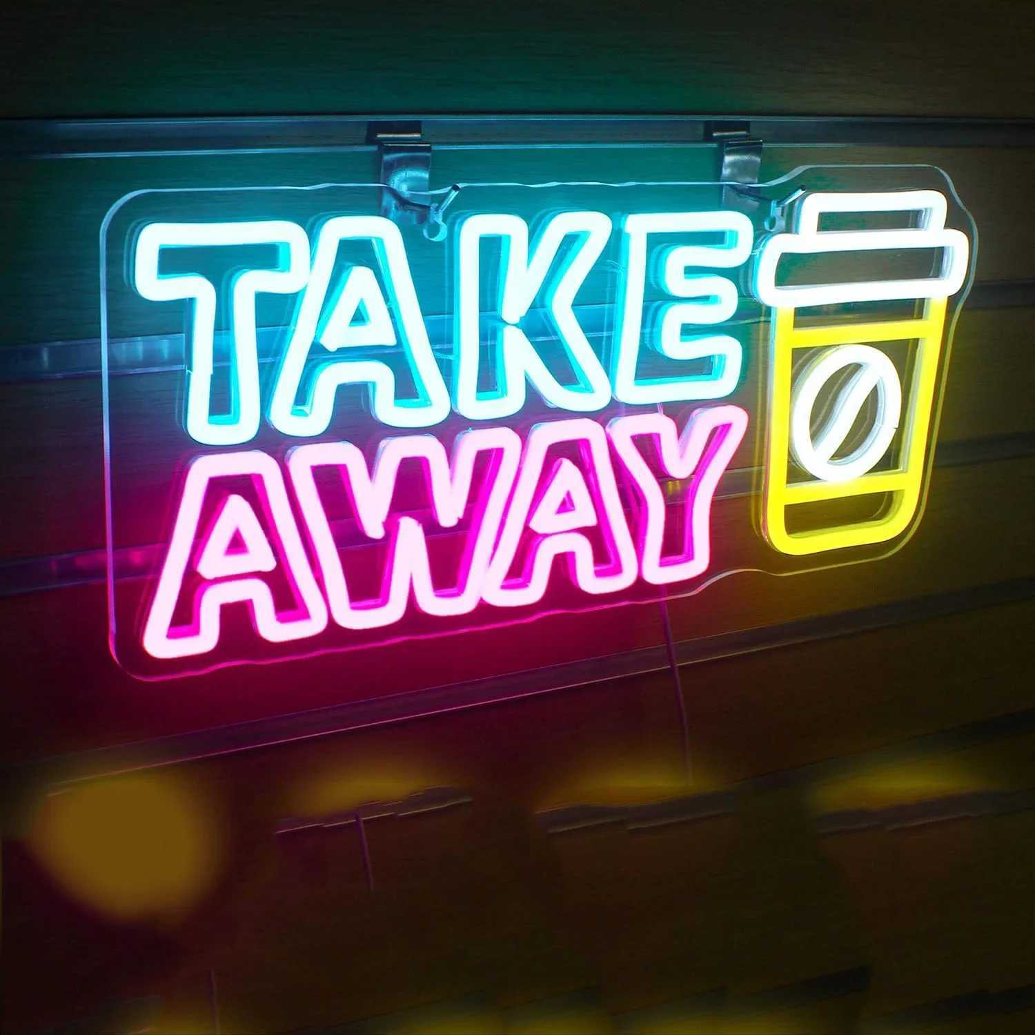 Take Away Neon Sign for Wall Decor USB Powered Wall Hanging LED Neon Sign for Shop Store Coffee Shop Restaurant Wall Decor Gifts XJ250626