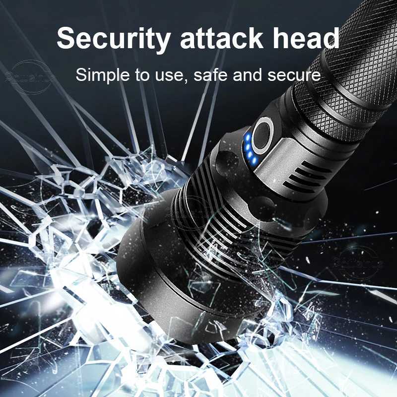 Powerful XHP390 Flashlight 10000mah Large Capacity Strong Light Tactical Torch Self-Defense Flash Light Outdoor Camping Hunting W250701