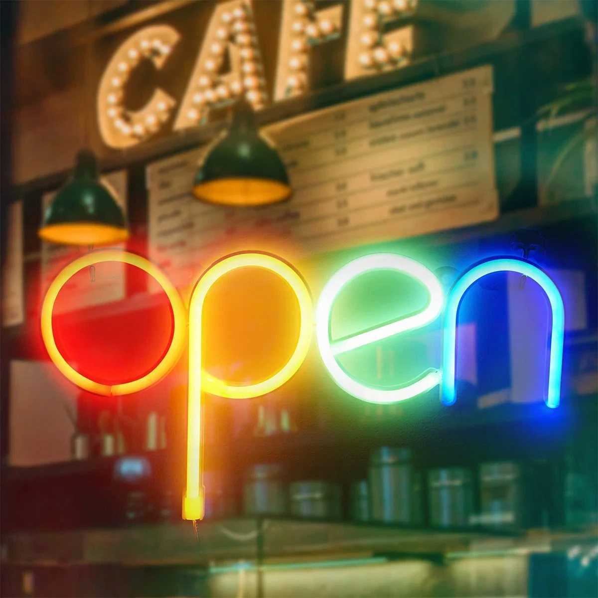 Business Sign Open Neon Sign LED Night Light Hanging Window Shop Cafe Bar Restaurant Decoration Personalized Custom Neon LampXJ250626