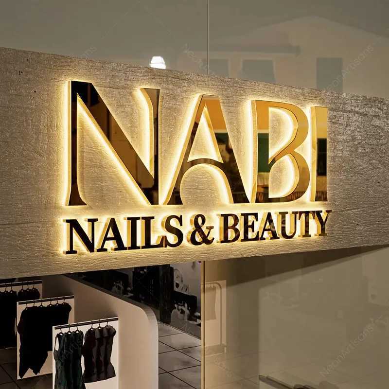 3D Custom Metal Sign Illuminated Stainless Steel LED Backlit Raised Letters for Reception Business Outdoor Office Signage XJ250626