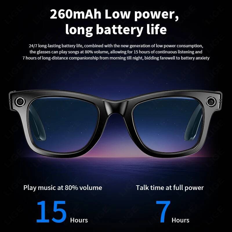 Smart Recording Videos AI Photo Recognition Answer Translation 260Mah Large Battery Ip65 Waterproof Bluetooth Glasses