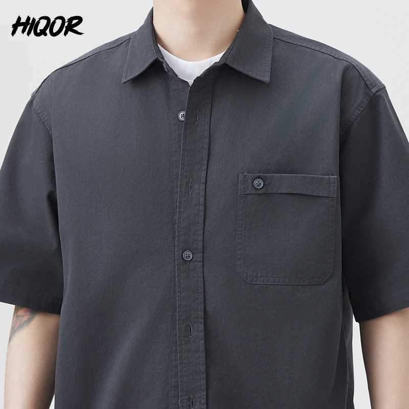 Japanese Thin Breathable Men Short-sleeved Shirt for Summer New Solid Color Lapel Short Sleeved Cardigan Business Casual Shirts W250627