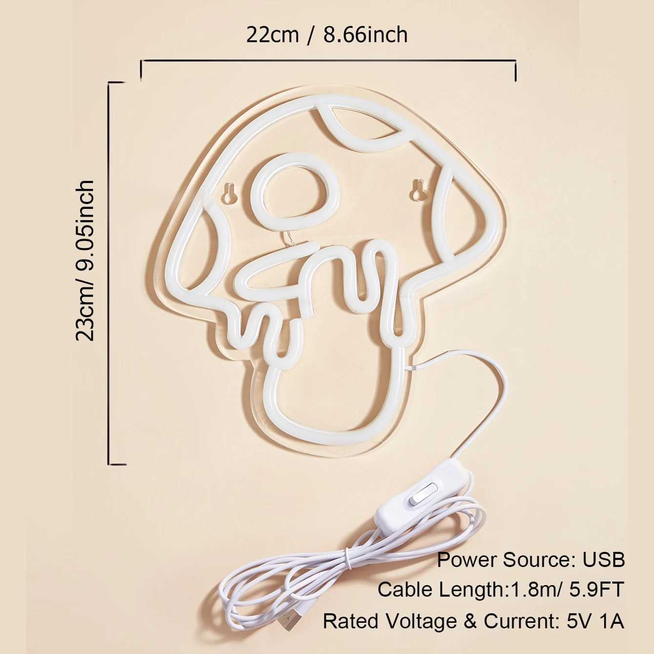 Chi-buy LED Neon Mushroom USB Powered Neon Signs Night Light 3D Wall Art Game Room Bedroom Party Decor Lamp Signs XJ250626