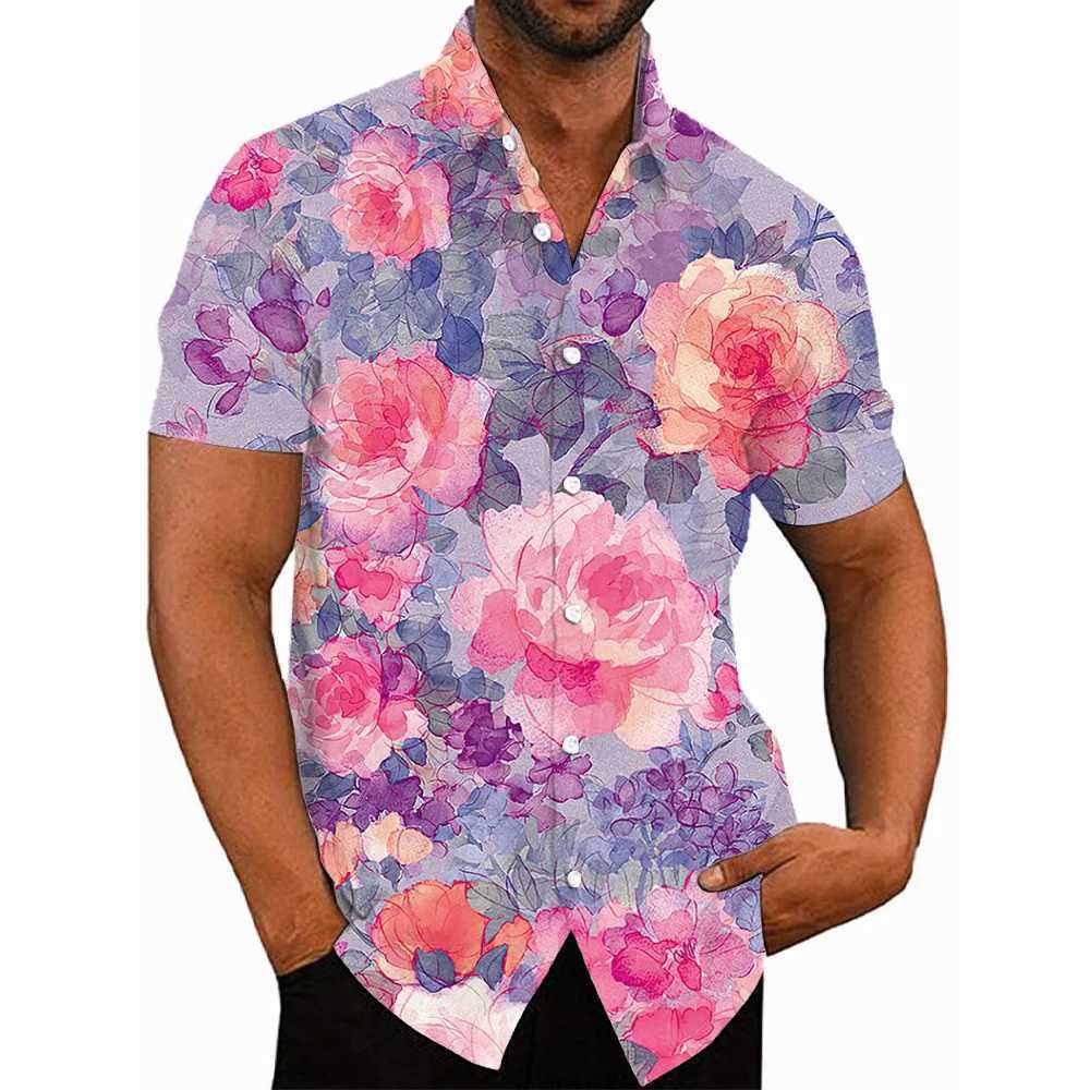 Mens Floral Hawaiian Summer Casual Shirts Fashion 3D Print Cozy Short Sleeve Beach Oversized Lapel Sale Imported China W250627