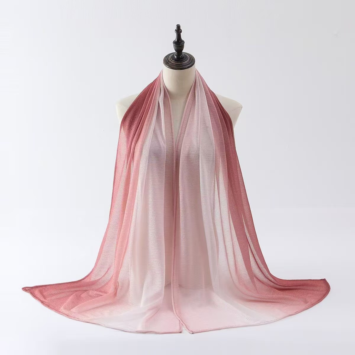 T1078 new silk scarf fine chiffon gradient color scarf thin sunscreen shawl Middle Eastern headscarf