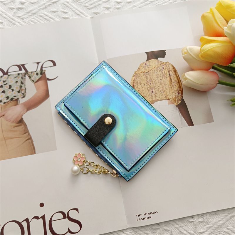 New Designer Wallet Wallet Men Unisex Storage Travel Classic Genuine Leather Mini Magnetic Multiple Card Slots Blue White Coin Pocket Card Holder Long