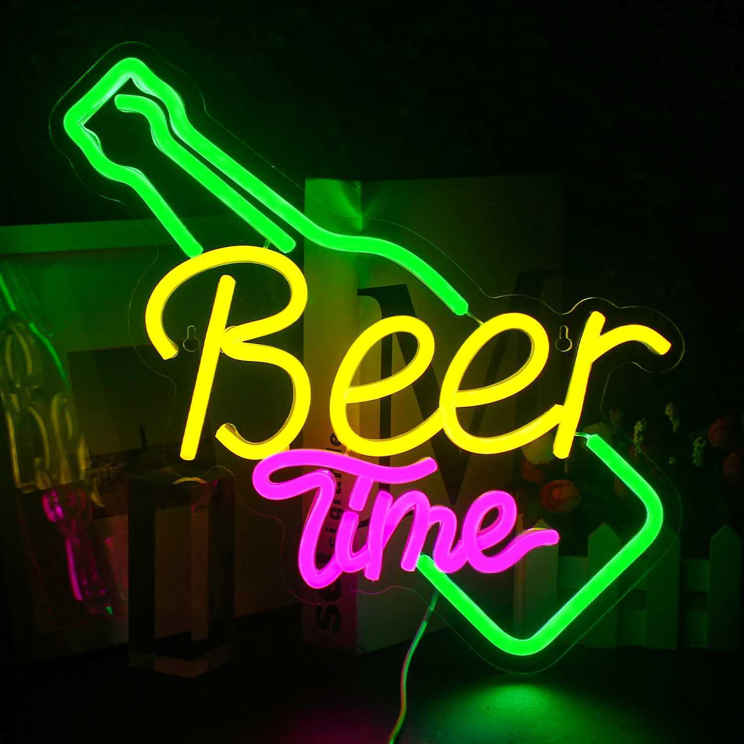 Beer Time LED Neon Sign Shop Bar Restaurant Hotel Decorative Light Neon Bedroom Wall Kitchen Personalized Decor Night Light USB XJ250626