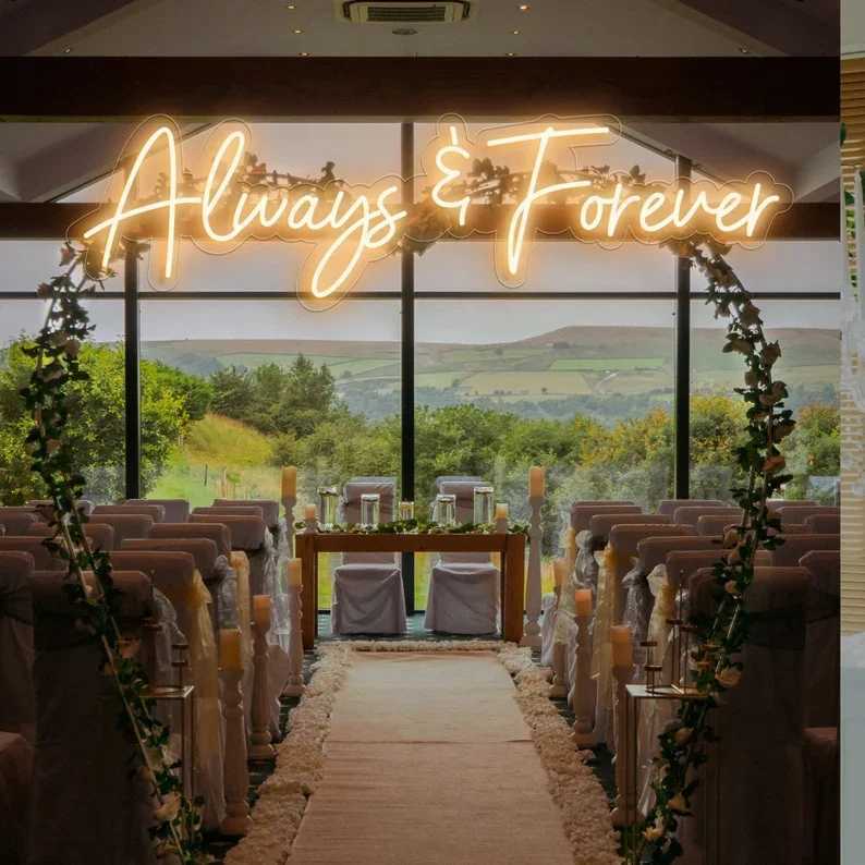Always Forever Neon Led Sign Room Decoration Marriage Wedding Boda Romantic Letter Wall Light Dimmable Lamp Aesthetic DecorXJ250626
