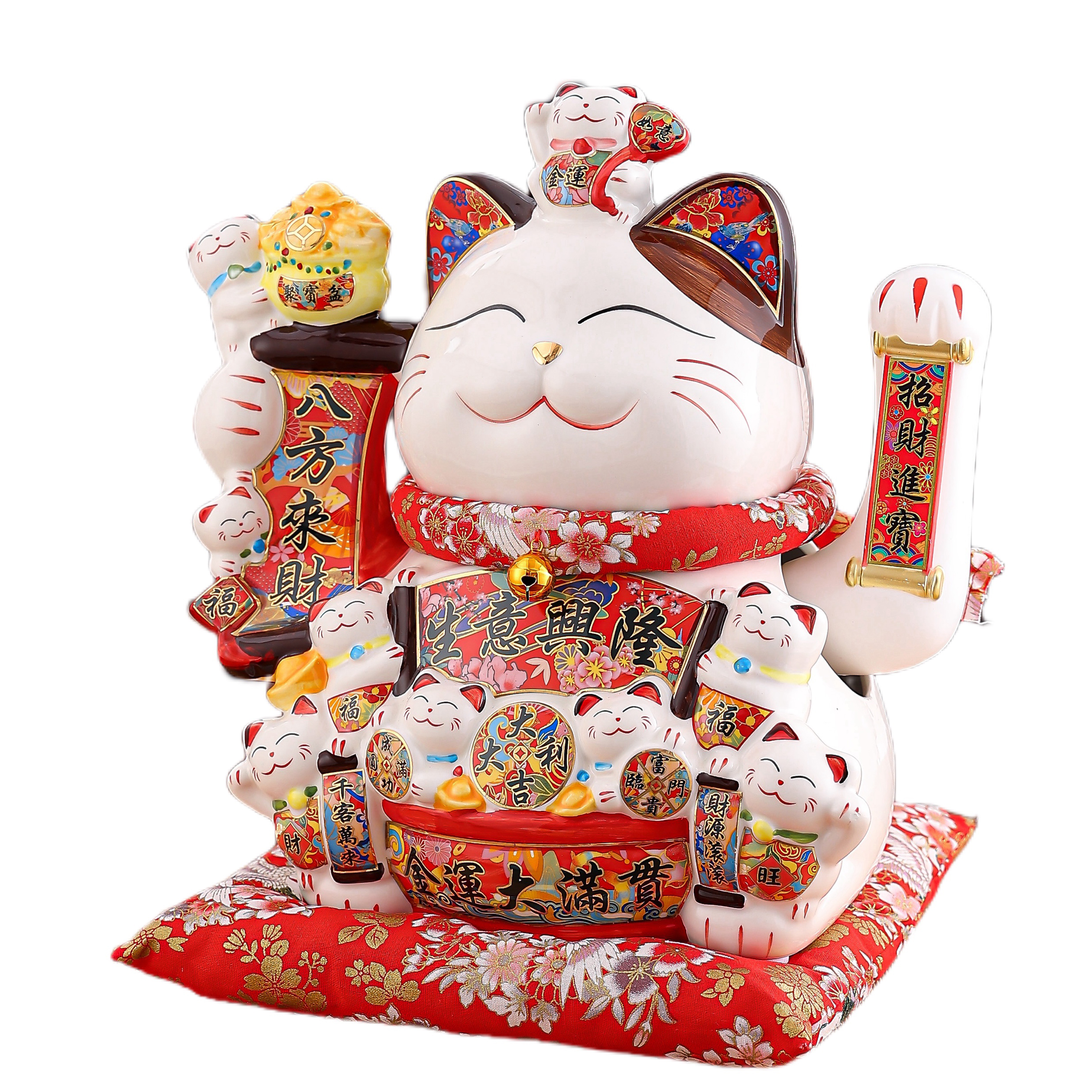 Cat Opening Shaker Ornament with Automatic Wave Motion - Front Desk Gift Decoration Wealth-Creating Handshake Cats