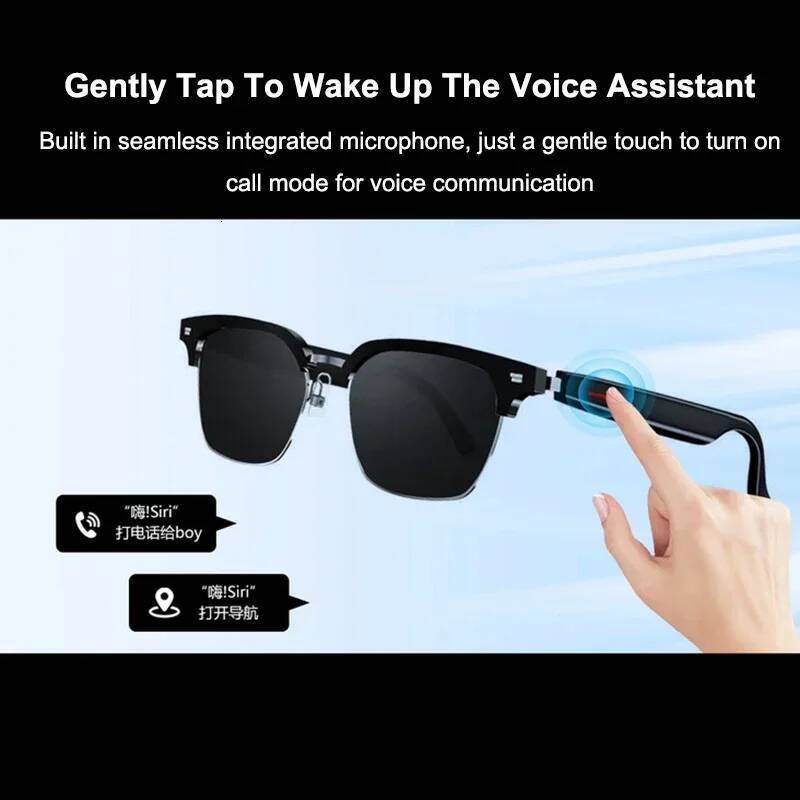 Smart AI Glasses 100+ Languages Real-Time Translation Bluetooth Sunglasses Earphones Voice Assistant Call Music