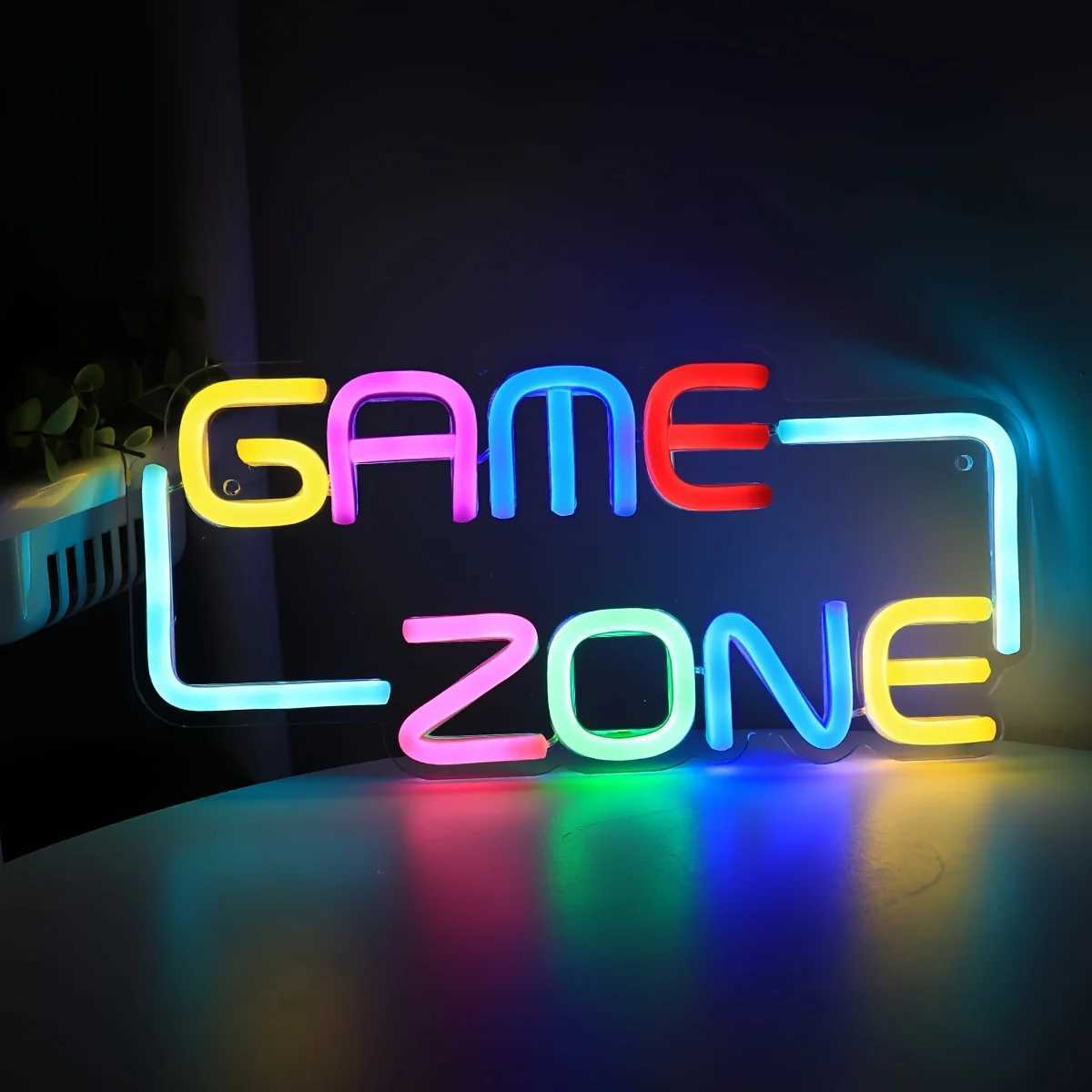 Game Zone LED Neon Sign - USB Powered Wall Hanging Single Color Multipurpose Night Light for Gaming RoomHomePartyPubClubXJ250626