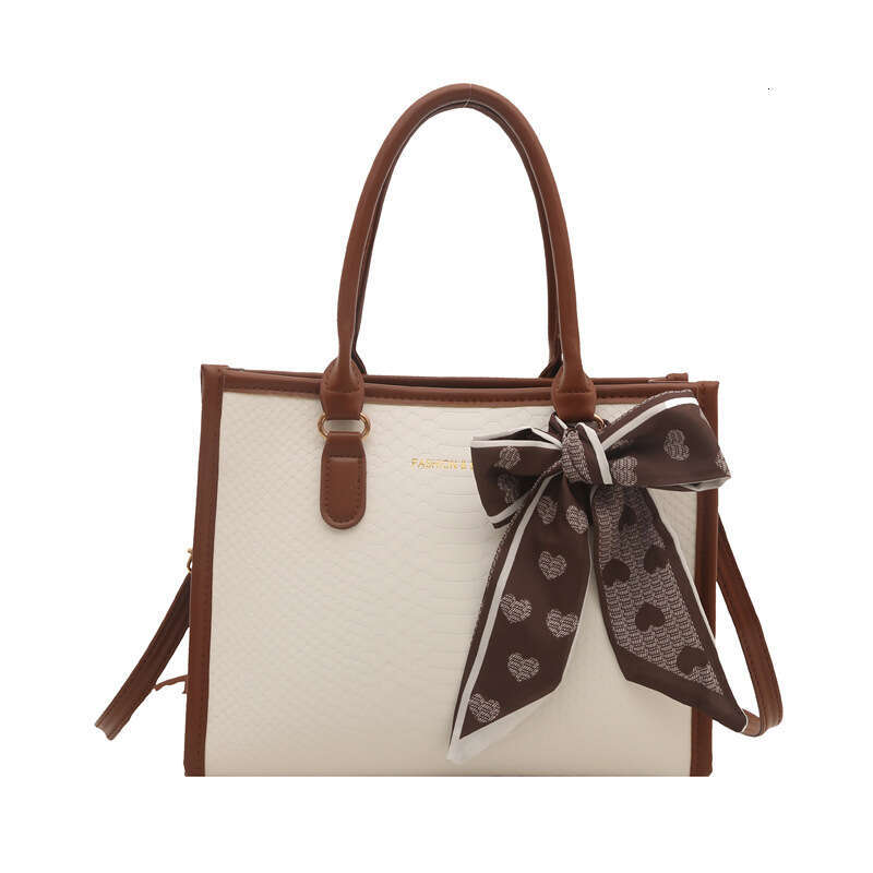 2025 Free shipping Fashion New Handheld Tote Large Capacity Commuter Simple Snake Skin Pattern Scarf Decorated Shoulder Crossbody Bag