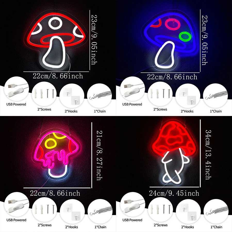 Mushroom Neon Sign for BedroomLED Neon Light Sign for Wall Decor Aesthetic USB Cute Neon Lights for BedroomEasy-To-InstallXJ250626