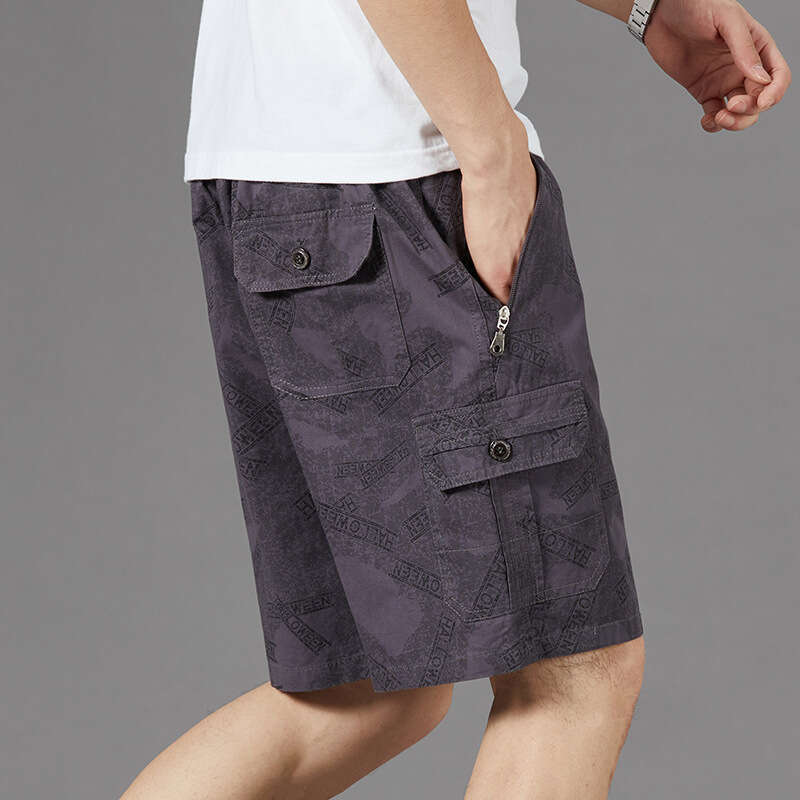 Mens Summer Shorts Five-Point Casual Camouflage Cargo Loose Fit Cotton Home Shorts Thin Style