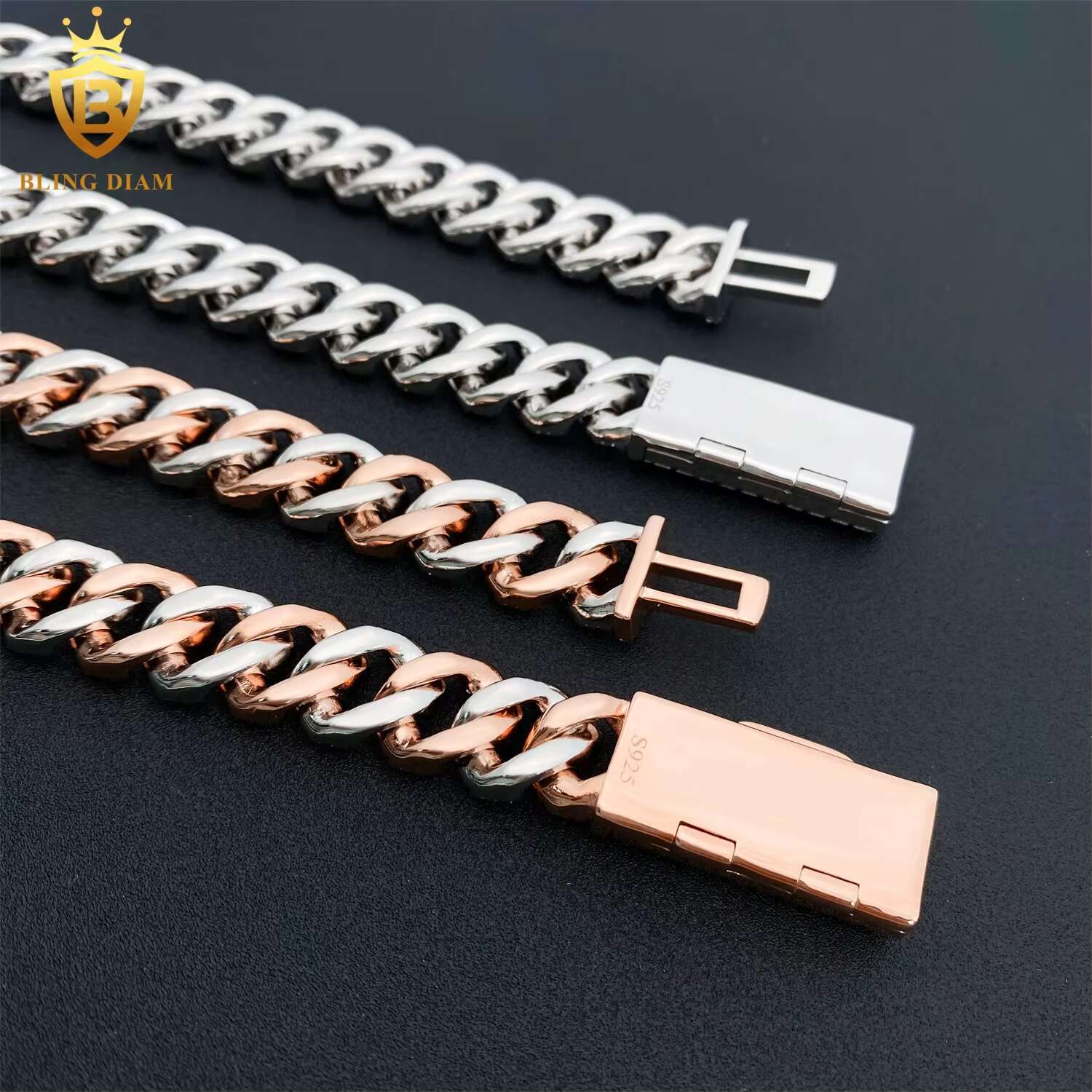 Custom 13mm Moissanite Cuban Chain Necklace Bracelet for Women VVS Diamond 925 Silver Hip Hop Ice Out Chain