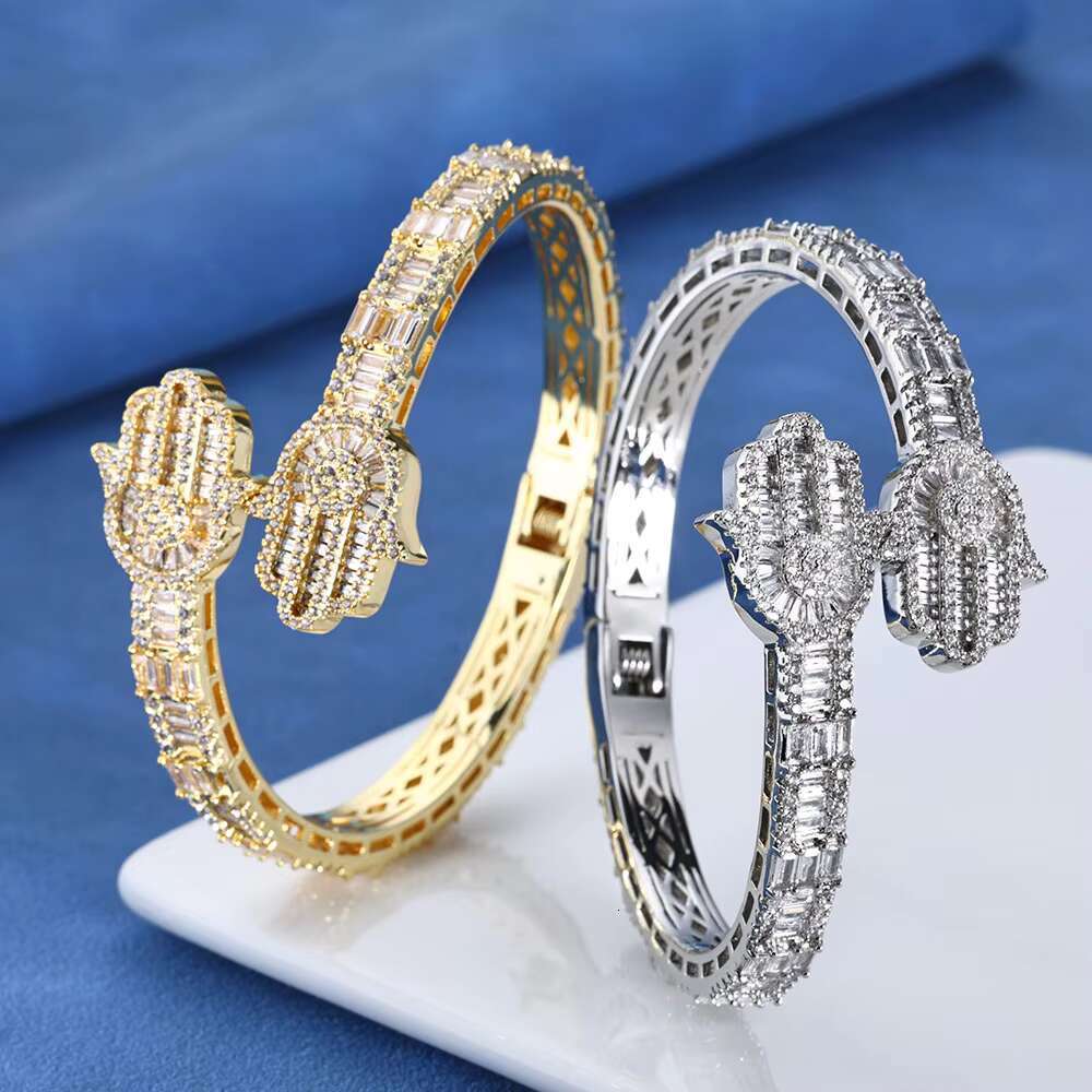 Luxury VVS D Color Moissanite Tennis Bracelet 925 Sterling Silver Baguette Cut Moissanite Adjustable Open Cuff Bracelet for Gift