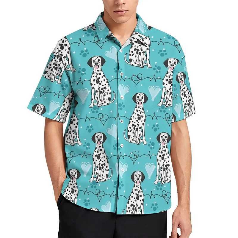 Dalmatian Dog 3D Printed Blouses Simple Spot Graphic Shirts For Men Clothes Casual Love Animal Male Short Sleeve Button Y2k Tops W250627
