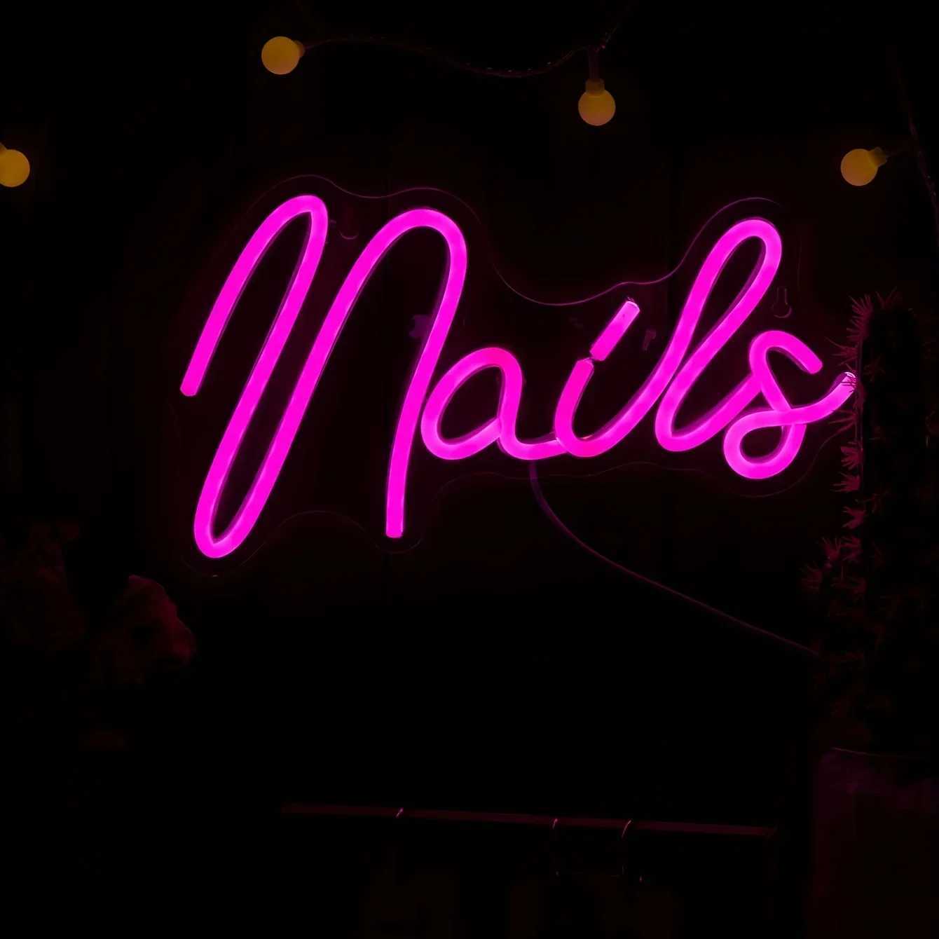 1pc PS Nails Neon Light Creative Letter Design LED Neon Light Sign For Home. Nails Studio Salon XJ250626
