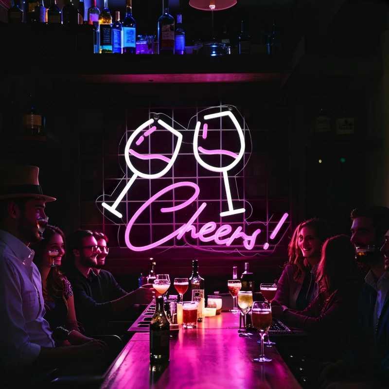 Cheers Neon Sign Tall Glass USB Wall Light Dimmable Push Button Bars Clubs Man Caves Parties Vibrant Neon Durable Acrylic Decor XJ250626