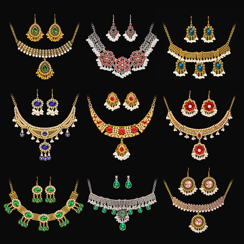 Necklace Earrings set Dubai Gold Color Jewelry Set for Women Wedding Party Jewelry Gifts N110817 240903