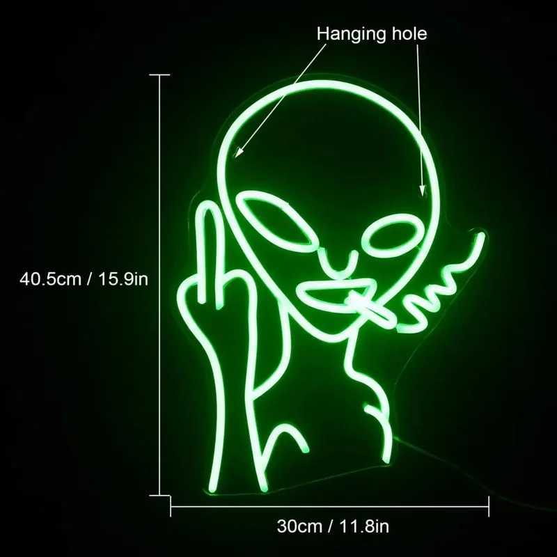Ineonlife Neon Sign Light LED Fun Bar Party Restaurant Wall Decoration Smoking Alien Design Personality House Advertising Wall XJ250626