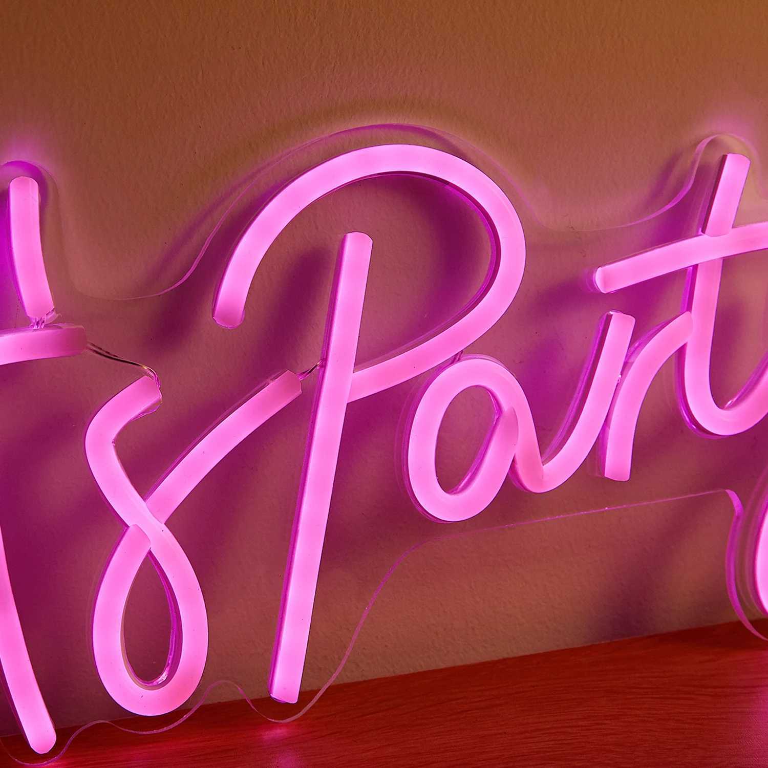 Chi-buy LED Neon Lets Party USB Powered Neon Signs Night Light 3D Wall Art Game Room Bedroom Living Room Decor Lamp SignsXJ250626