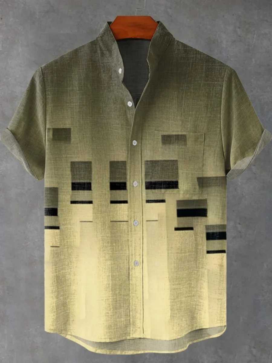 2025 Mens Casual Fashion New Linen Shirt Art Printed Shirt Fashion Street Casual Comfortable Mens Shirt Printed Shirts W250627