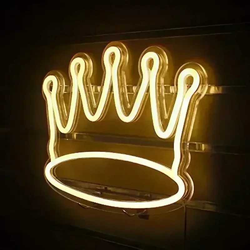 Crown Led Neon Sign Warm White Wall Decor Neon Signs for Wall Decor Kids Room Girls Bedroom Apartment Birthday Party Decoration XJ250626