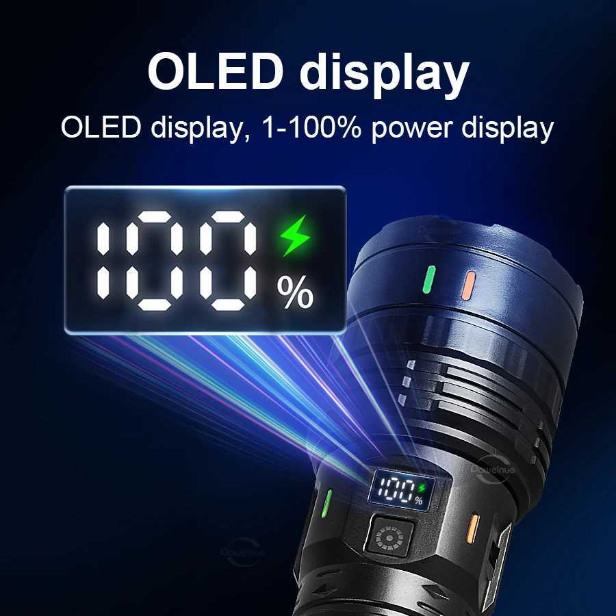 30000000 LM High Power LED Flashlight Most Bright Tactical Torch Rechargeable Portable Light Long Shot 5000M Camping Hunting Lamp W250701