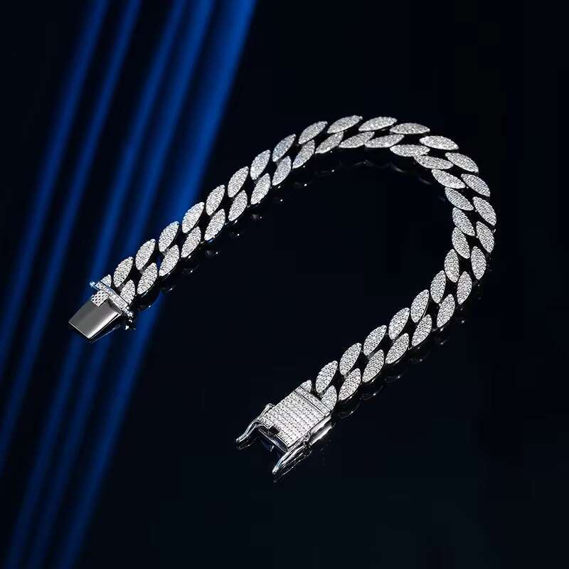 High-End European and American Exquisite s925 Sterling Silver Bracelet Hip Hop Cuban 5A Zircon Mens New bracelet