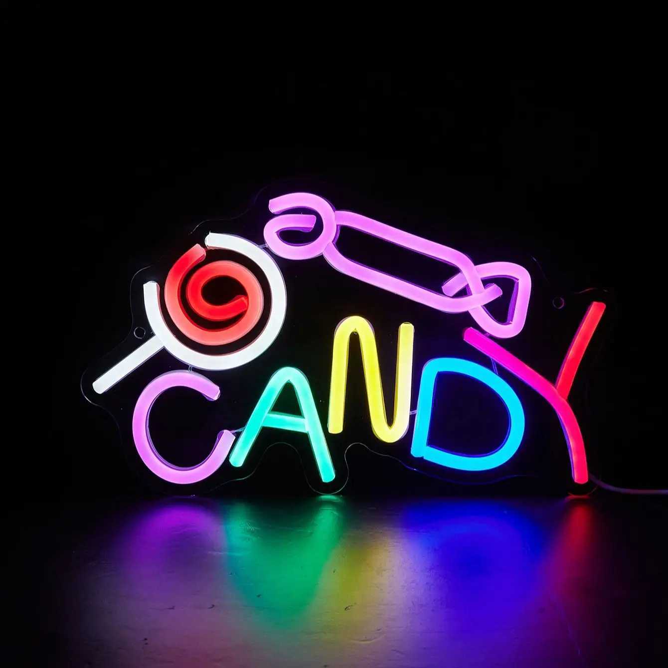 Chi-buy LED Neon Candy USB Powered Neon Signs Night Light 3D Wall Art Game Room Bedroom Living Room Decor Lamp Signs XJ250626
