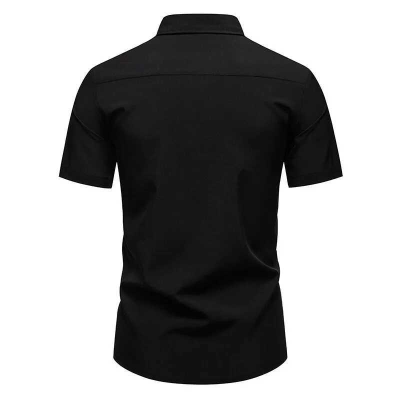 New Arrival Mens Color Block Short Sleeve Shirt Summer Casual Patchwork Shirts Male Daily Office Social Work Top Shirts W250627