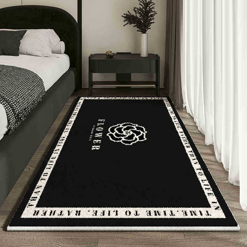 VIKAMA French Light Luxury Premium Feeling Faux Cashmere Carpet Dirty Bedroom Bedside Anti-slip Pad Home Decoration