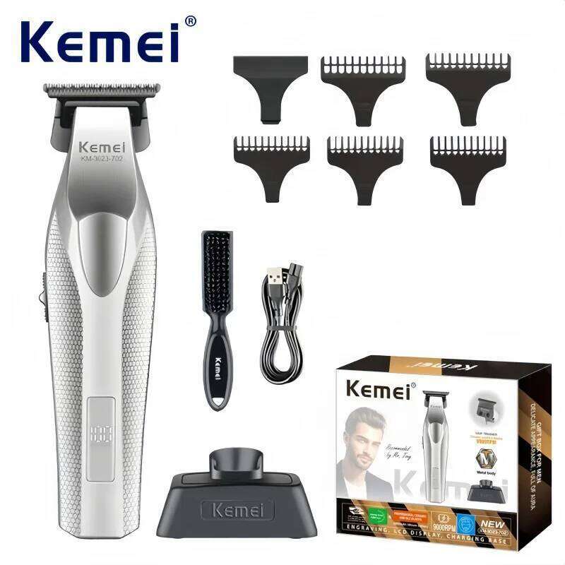 Kemei KM-3023-702 Metal Body Sculpting Clipper,Professional Cordless Clipper for Barbers, Hair Trimmer, Master Haircut Tool
