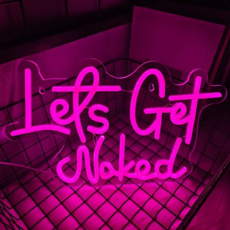 LetS Get Naked Neon Sign LED Neon Sign Powered By USB Pink Letter Sign Suitable For Bedroom Home And Hotel Wall Decor. XJ250626