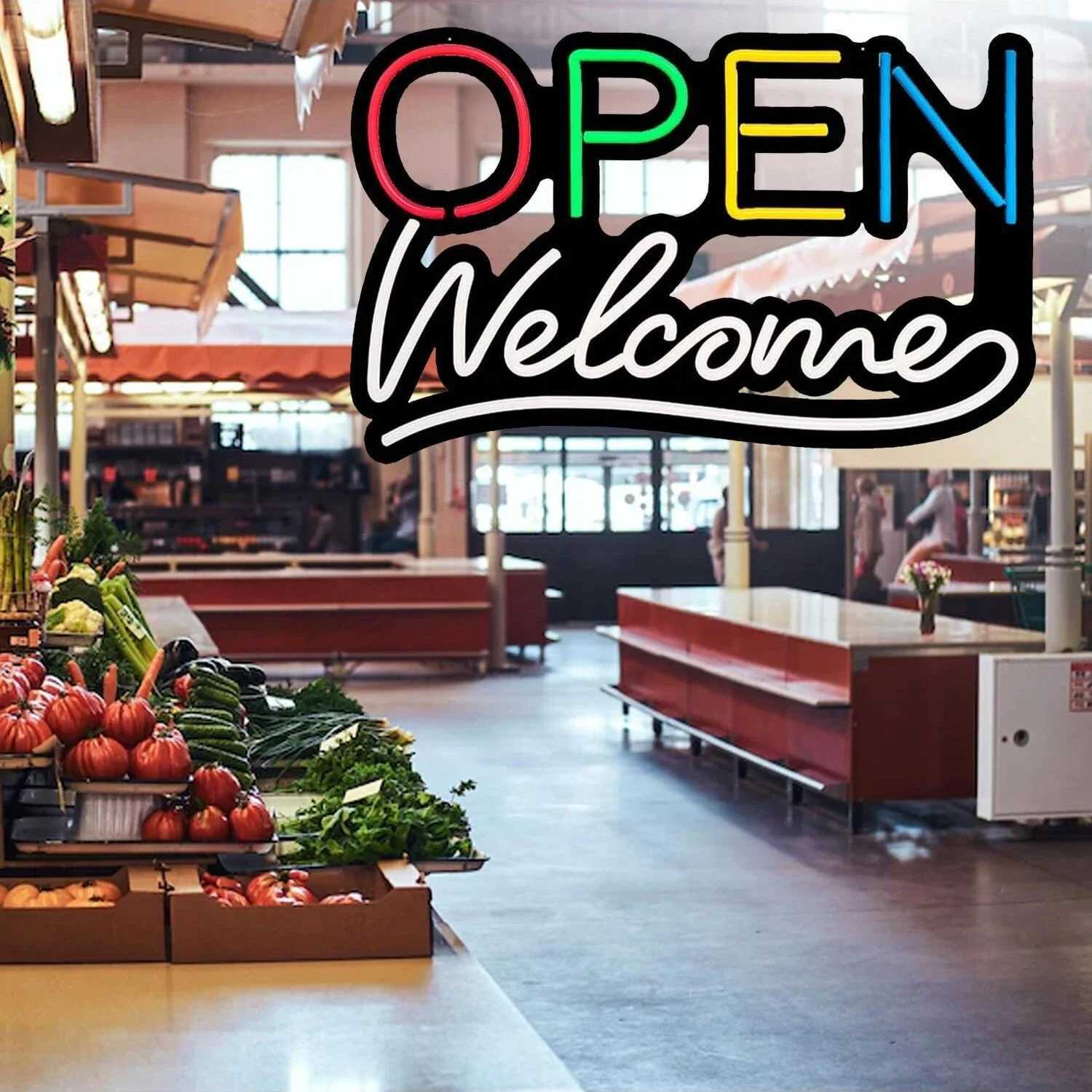 Open Neon Sign Wall Mounted Neon Lights for Bedroom LED Business Signs Office Man Beer Club Bar Christmas Party Gifts for Kids XJ250626