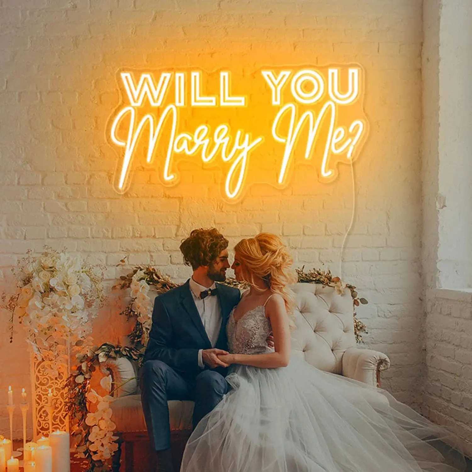 Will You Marry Me Neon Sign LED Light Custom Text Wedding Proposal Room Decor Valentines Anniversary GiftXJ250626