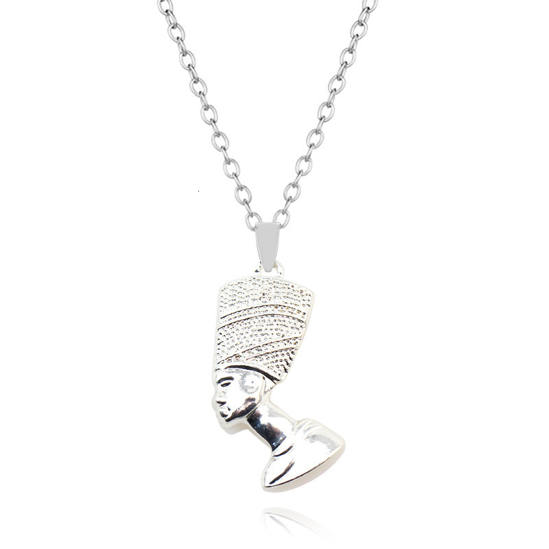 Necklace African Ancient Egyptian Queen Nefertiti Pendants For Women Hip Hop Men Gold Color Jewelry Accessories Large Size 240522