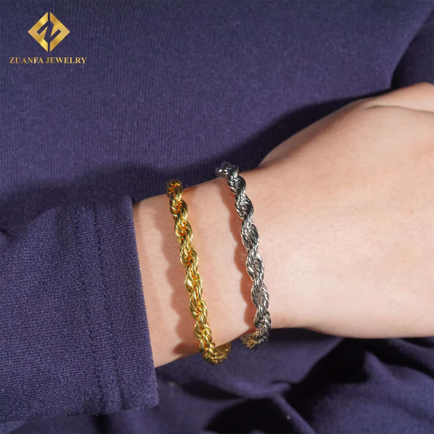 Factory Price 4mm Iced Out Hip Hop Style Jewelry VVS Moissanite Diamond Clasp Necklace Stainless Steel Rope Chain Men Women