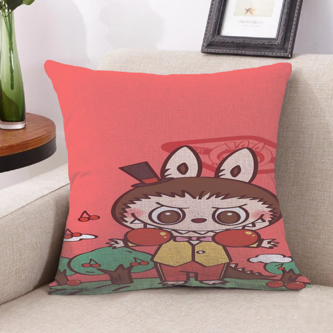 Pink and Black Clashing Color Cartoon Pillow Set Pacifying Moe Fun Children's Room Cushion Teacher's Day Kindergarten Gift Living Room Sofa 
